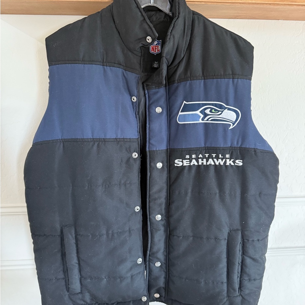 Seattle Seahawks Black and Blue Puffer Vest